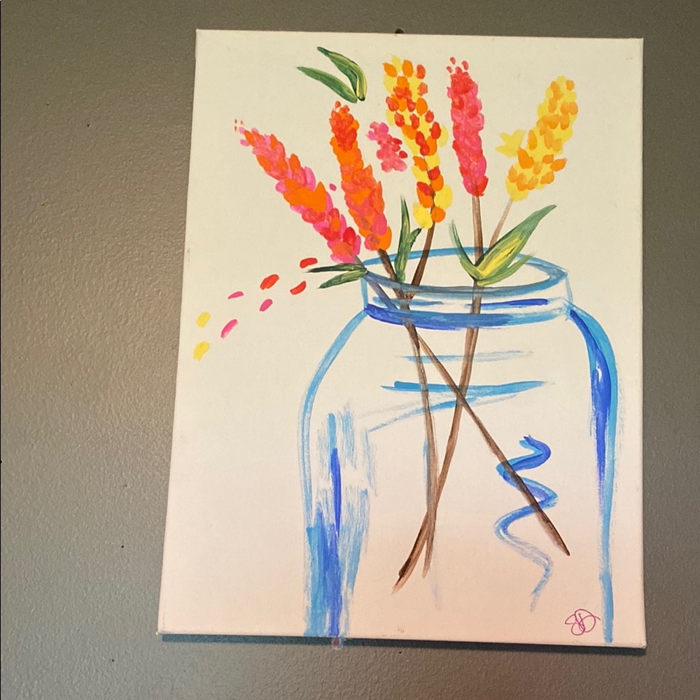 💙Orange and Pink Floral Drawing Art